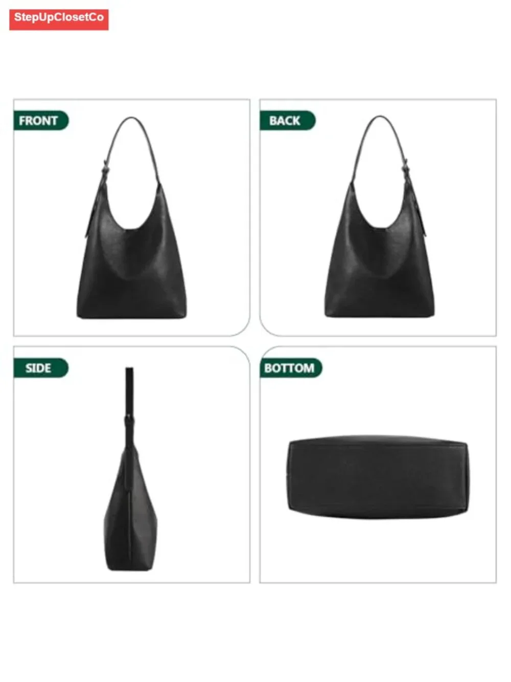 Vegan Leather Slouchy Hobo Shoulder Bag for Women